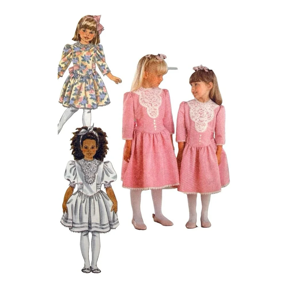Vintage 1989 Butterick Sewing Pattern Childrens Dress Sizes 5-6-6X #4488